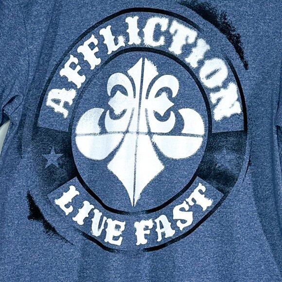 Affliction Small Skull On The Front Affliction Live‎ Fast On Back T Shirt Size S - Picture 4 of 9
